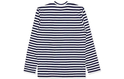 Comme Des Garçons Play Comme Des Garcons Play Striped Long Heart Long Sleeves Tee 'navy White' In Blue