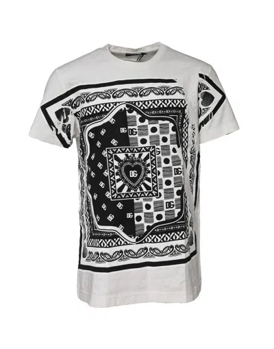 Pre-owned Dolce & Gabbana White Bandana Crew Neck Short Sleeves Men's T-shirt () In Gray