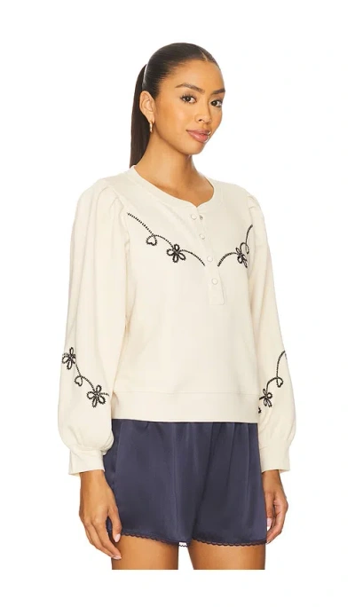 Rails Hanne Embroidered Half-placket Sweatshirt In Brown