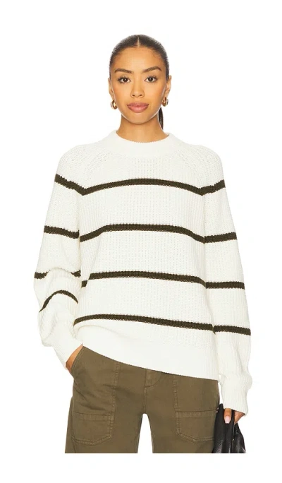 Pistola Edie Raglan Crewneck Sweater In Olive Stripe In Multi