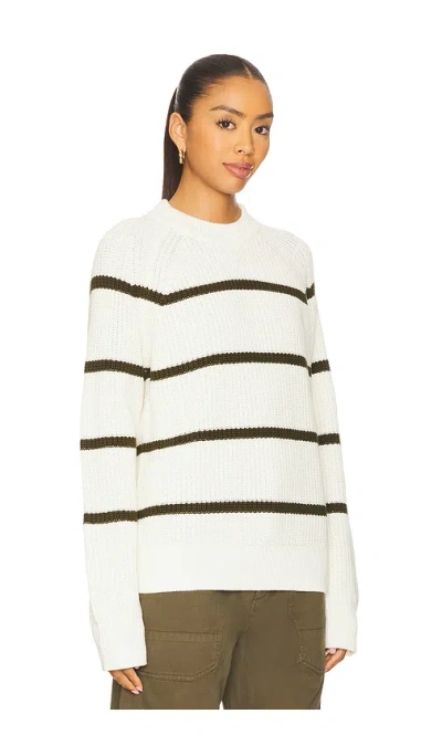 Pistola Edie Raglan Crewneck Sweater In Olive Stripe In Multi