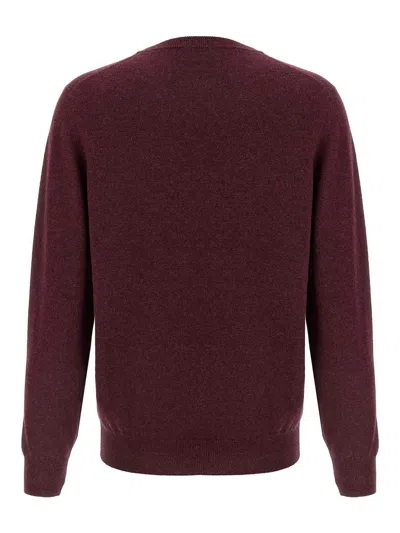 Brunello Cucinelli Ribbed Crewneck Sweater With Soft Texture In Red