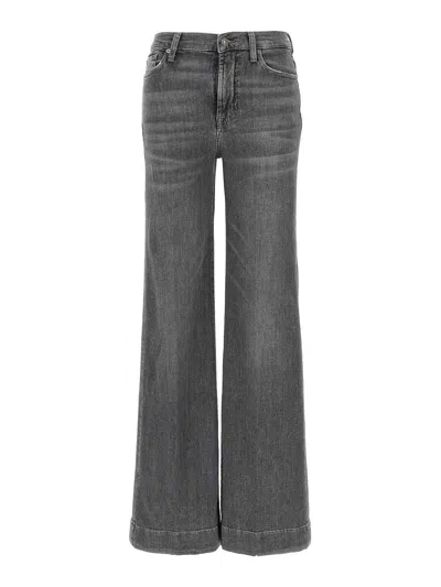 7 For All Mankind High-waist Flared Jeans With Classic Five-pocket Design In Gray