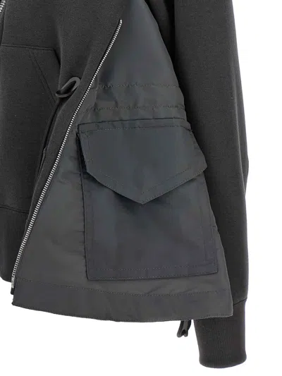 Sacai Sponge Grey Hoodie In Gray