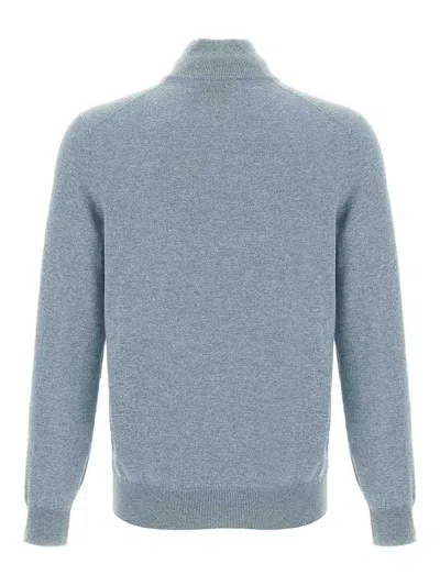 Brunello Cucinelli Classy High Collar Cashmere Sweater In Blue