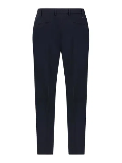 Pt Torino Dieci Trousers In Wool Blend In Blue