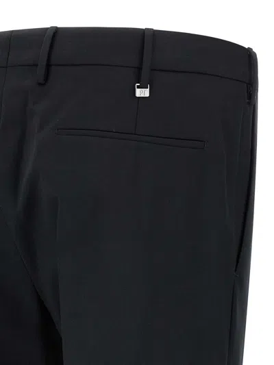 Pt Torino Green Slim Trousers In Wool Blend In Black