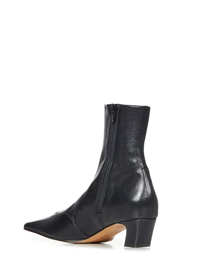 Khaite Nevada Stretch Leather Ankle Booties In Black