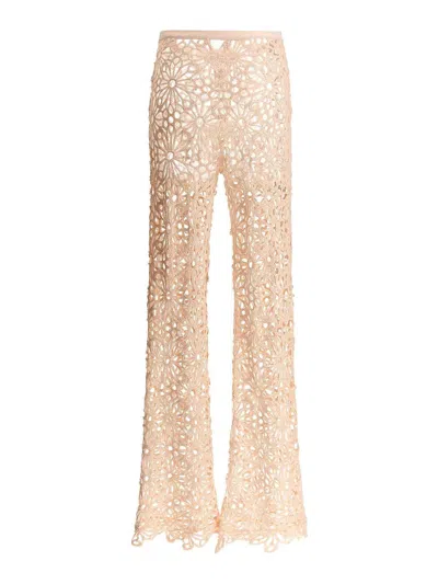Norma Kamali Crochet Pants In Neutral
