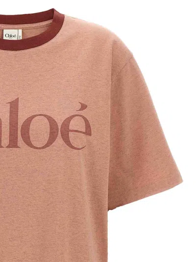 Chloé Pink Cotton T-shirt With Logo In Pink