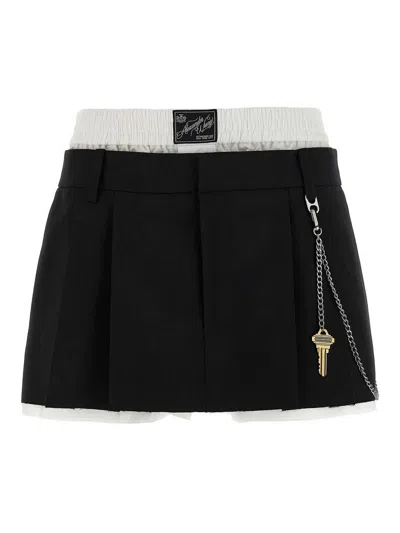 Alexander Wang Pre-styled Pleated Skort With Chain In Black