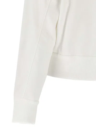 Brunello Cucinelli White Sweatshirt With Fixed Hood And Logo Patch On The Front In White
