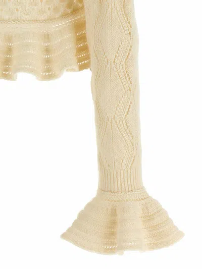 Chloé Latte-colored Crochet Cardigan In Cotton Blend In Neutral