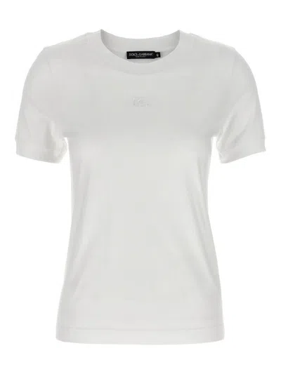 Dolce & Gabbana Embroidered Logo Crew Neck T-shirt In White