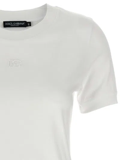 Dolce & Gabbana Embroidered Logo Crew Neck T-shirt In White