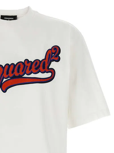 Dsquared2 Loose Fit Cotton Logo T-shirt In White