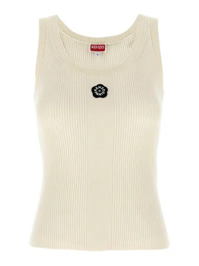 Kenzo White Viscose Polyester Tops In Neutral