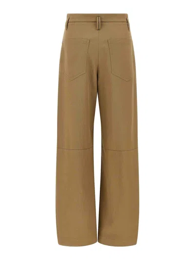 Brunello Cucinelli Trousers With Front Pleats And Wide Leg In Brown