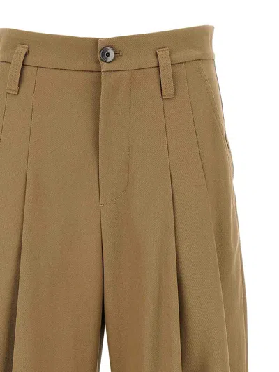 Brunello Cucinelli Trousers With Front Pleats And Wide Leg In Brown
