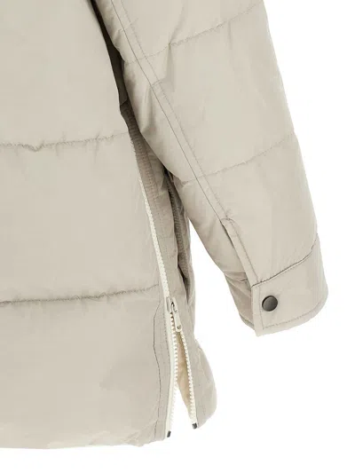 Brunello Cucinelli Hooded Down Jacket In Nylon And Cotton In Neutral