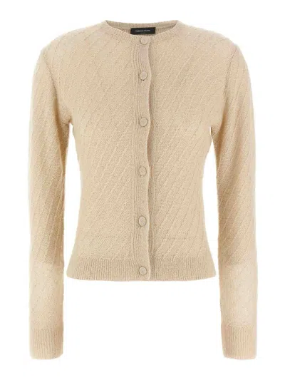 Fabiana Filippi Sequin Crochet Knit Cardigan In Neutral
