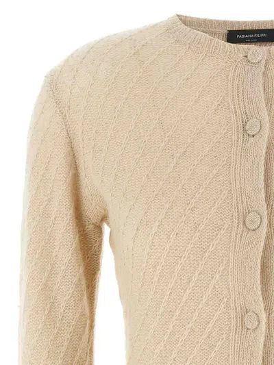 Fabiana Filippi Sequin Crochet Knit Cardigan In Neutral