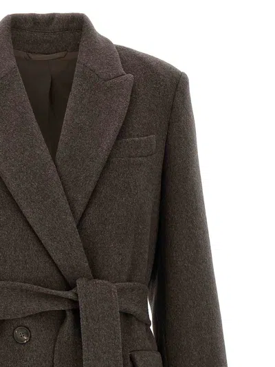 Brunello Cucinelli Brown Wool And Cashmere Coat In Brown
