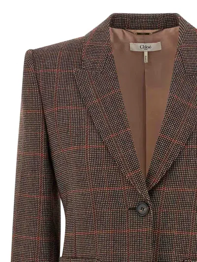 Chloé Chloe Women Checked Wool Tailored Jacket In Brown