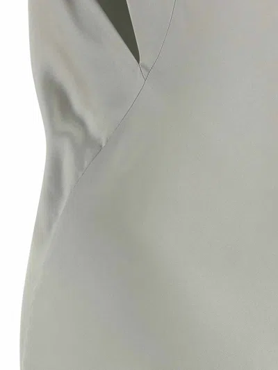 Alberta Ferretti Draped Satin Dress Asymmetric Neckline In Gray