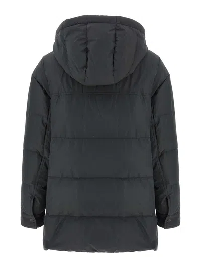 Brunello Cucinelli Knitted Neck Down Jacket In Gray