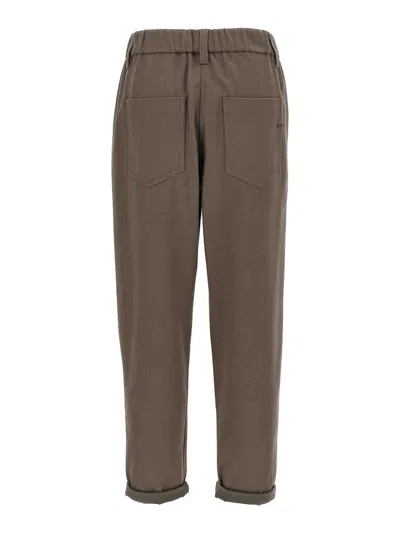 Brunello Cucinelli Baggy Pull-on Pants In Cotton Cover Up In Brown