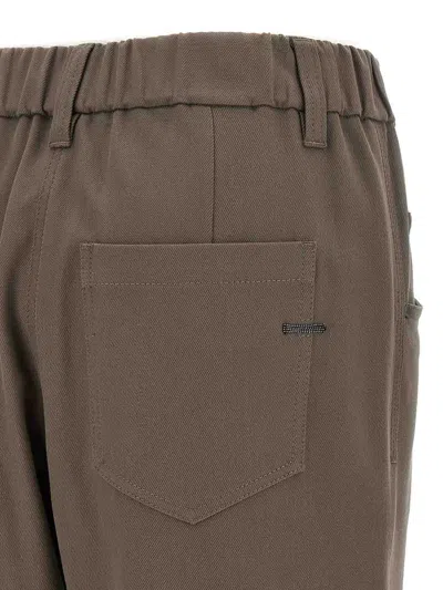 Brunello Cucinelli Baggy Pull-on Pants In Cotton Cover Up In Brown