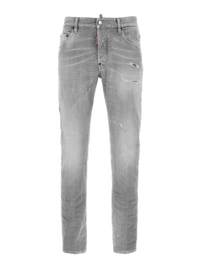 Dsquared2 Dsquared Grey Stretch Denim Skater Jeans In Gray