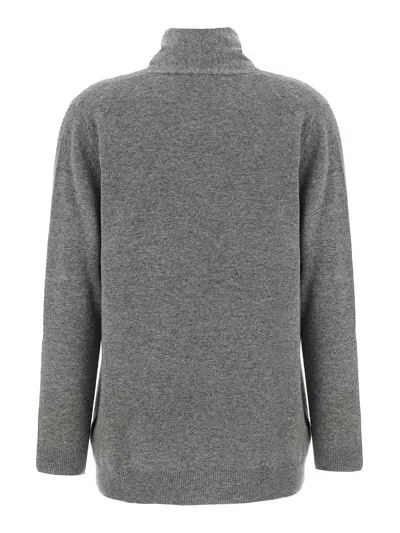 Fabiana Filippi Brooch Embellished Knit Cardigan In Gray