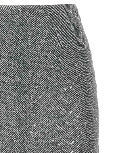 Ermanno Scervino Embellished High Waist Chevron Skirt In Gray