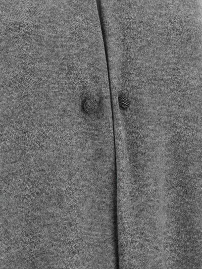 Fabiana Filippi Brooch Embellished Knit Cardigan In Gray