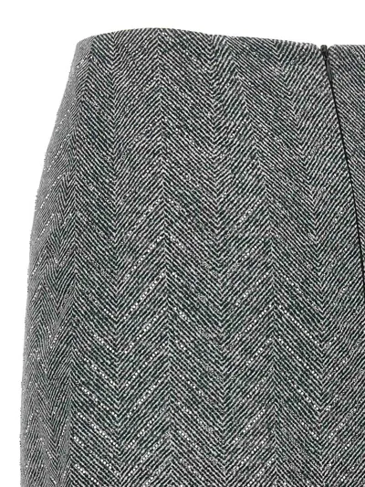 Ermanno Scervino Embellished High Waist Chevron Skirt In Gray
