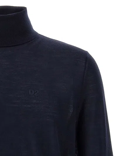 Dsquared2 Virgin Wool Turtleneck Sweater In Blue