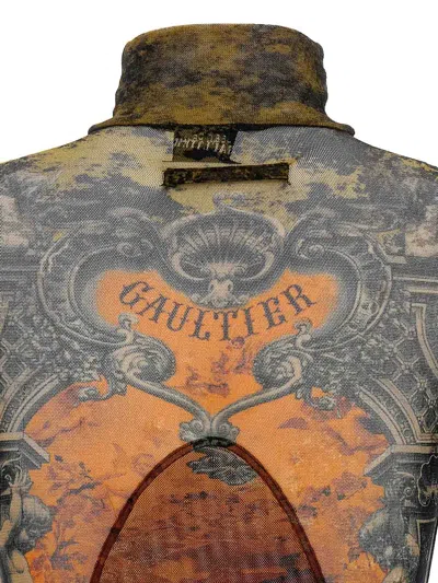 Jean Paul Gaultier Printed High Neck Long Sleeve Jumpsuit In Multi