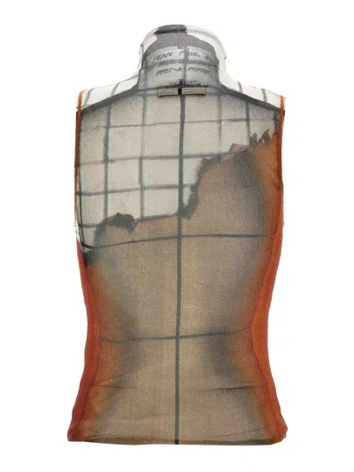 Jean Paul Gaultier Printed Tulle The Fire Tank Top In Multi