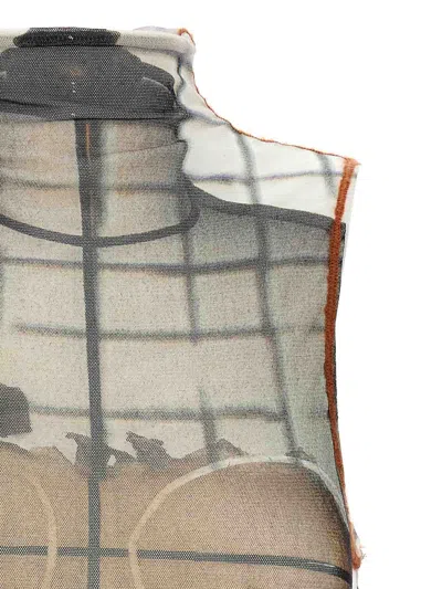 Jean Paul Gaultier Printed Tulle The Fire Tank Top In Multi