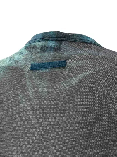 Jean Paul Gaultier Crew Neck Sheer Abstract Print Top In Green