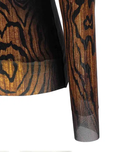 Jean Paul Gaultier Top The Wood In Tulle Stampato Donna In Multi