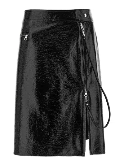 Courrèges Vinyl Skirt Featuring Zipper Accents In Black
