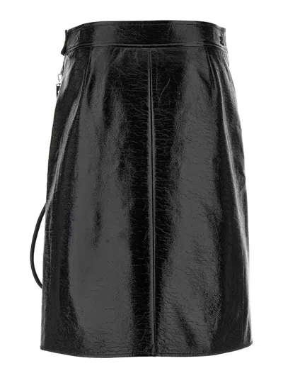 Courrèges Vinyl Skirt Featuring Zipper Accents In Black