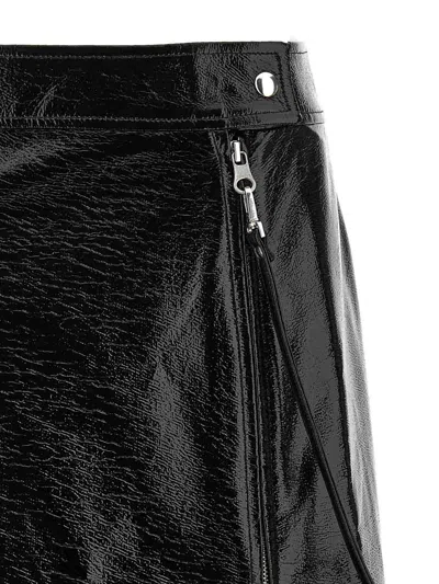 Courrèges Vinyl Skirt Featuring Zipper Accents In Black