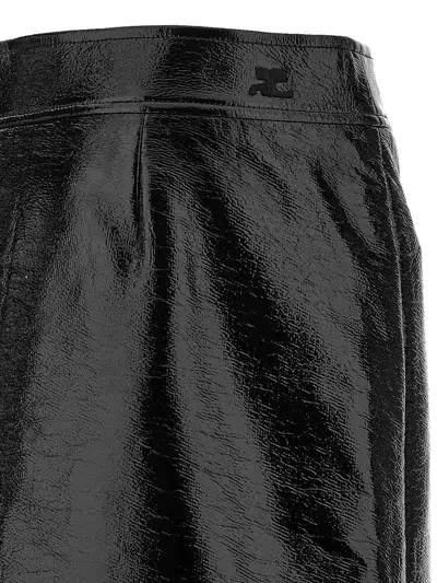 Courrèges Vinyl Skirt Featuring Zipper Accents In Black
