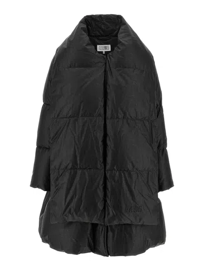 Mm6 Maison Margiela Mm6 By Maison Margiela Short Asymmetrical Down Jacket In Polyamide In Black