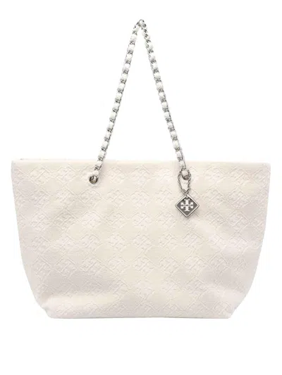 Tory Burch Ella Chain Terry Cloth Tote In White