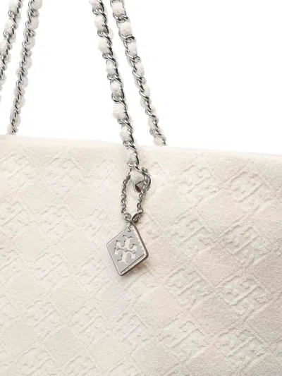 Tory Burch Ella Chain Terry Cloth Tote In White
